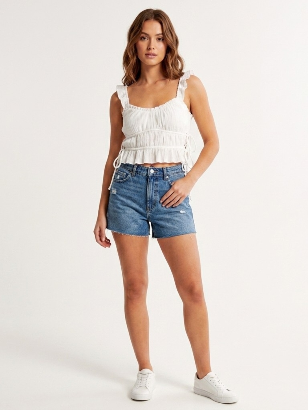 Kirious Los Angeles Tiered Ruched Crop Top - Size XS